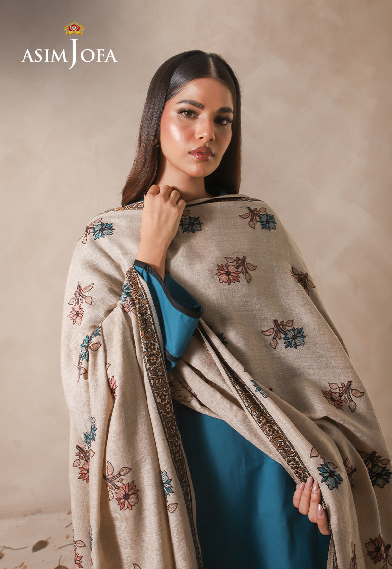 AJHS-16 FLORAL HAND EMBROIDERED SHAWL 1 PC