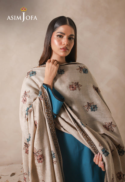 AJHS-16 FLORAL HAND EMBROIDERED SHAWL 1 PC