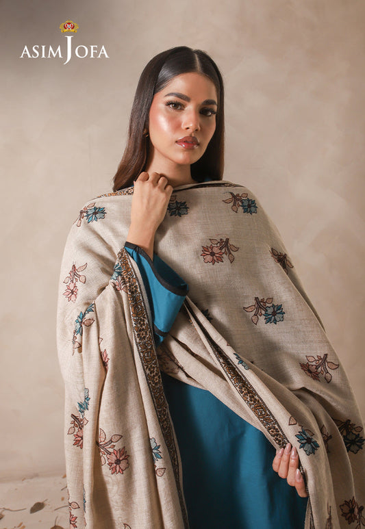 AJHS-16 FLORAL HAND EMBROIDERED SHAWL 1 PC