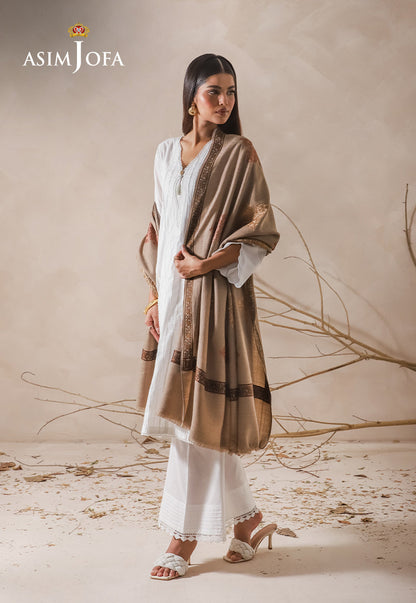 AJHS-17 EMBROIDERED JACQUARD SHAWL 1 PC