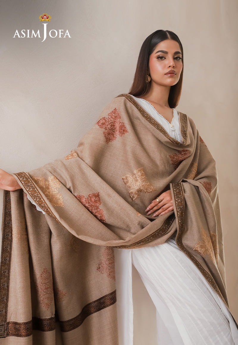 AJHS-17 EMBROIDERED JACQUARD SHAWL 1 PC
