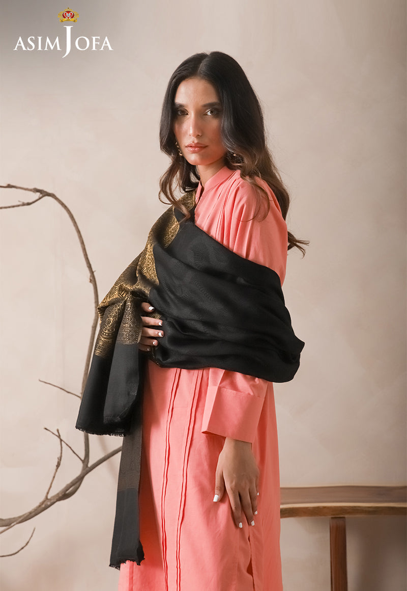 AJHS-01 ZARI BORDER SHAWL 1 PC