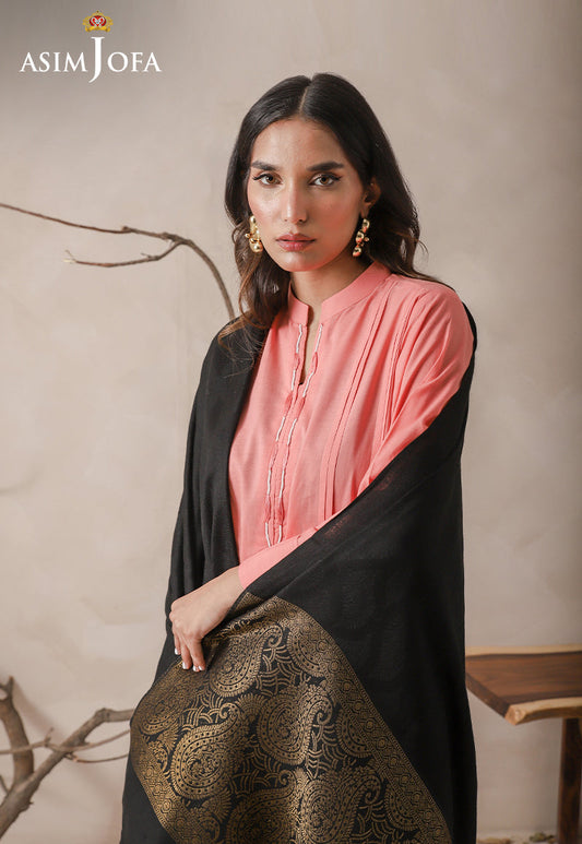 AJHS-01 ZARI BORDER SHAWL 1 PC