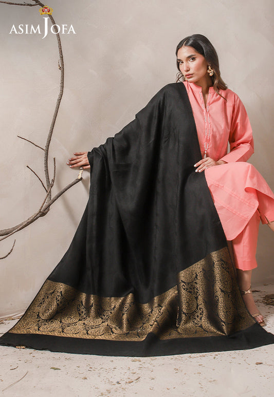 AJHS-01 ZARI BORDER SHAWL 1 PC