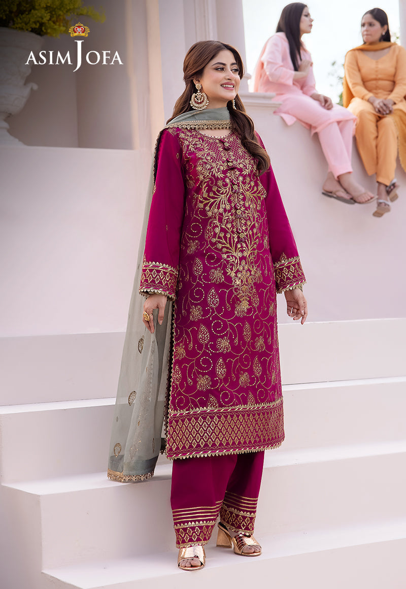 AJCF-12 EMBROIDERED BOSKI SILK 3 PCS