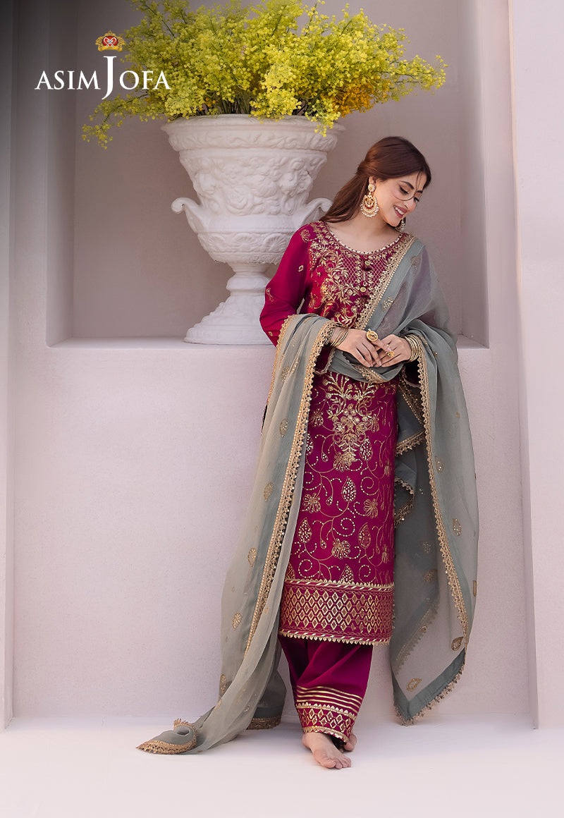AJCF-12 EMBROIDERED BOSKI SILK 3 PCS