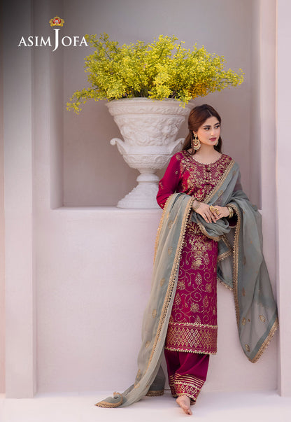 AJCF-12 EMBROIDERED BOSKI SILK 3 PCS
