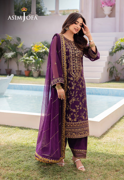 AJCFP-08 EMBROIDERED CHIFFON STITCHED 3 PCS