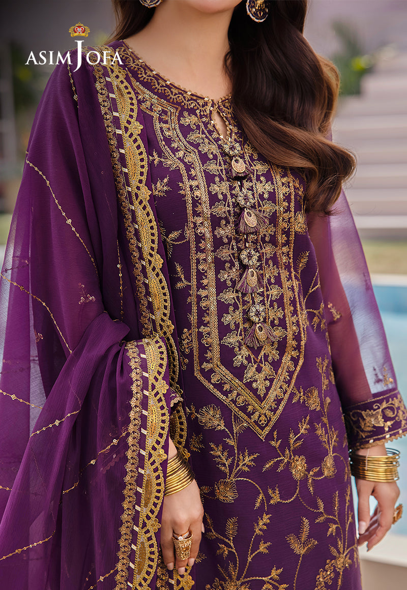 AJCF-08 EMBROIDERED CHIFFON  3 PCS