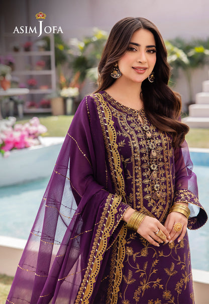 AJCF-08 EMBROIDERED CHIFFON  3 PCS