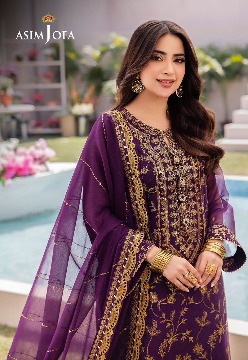 AJCFP-08 EMBROIDERED CHIFFON STITCHED 3 PCS