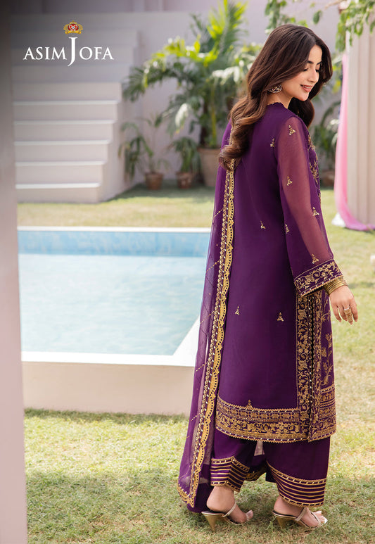 AJCFP-08 EMBROIDERED CHIFFON STITCHED 3 PCS