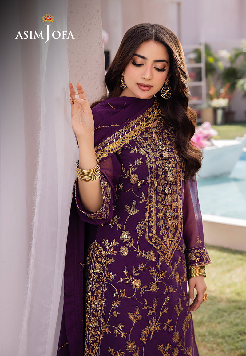 AJCFP-08 EMBROIDERED CHIFFON STITCHED 3 PCS
