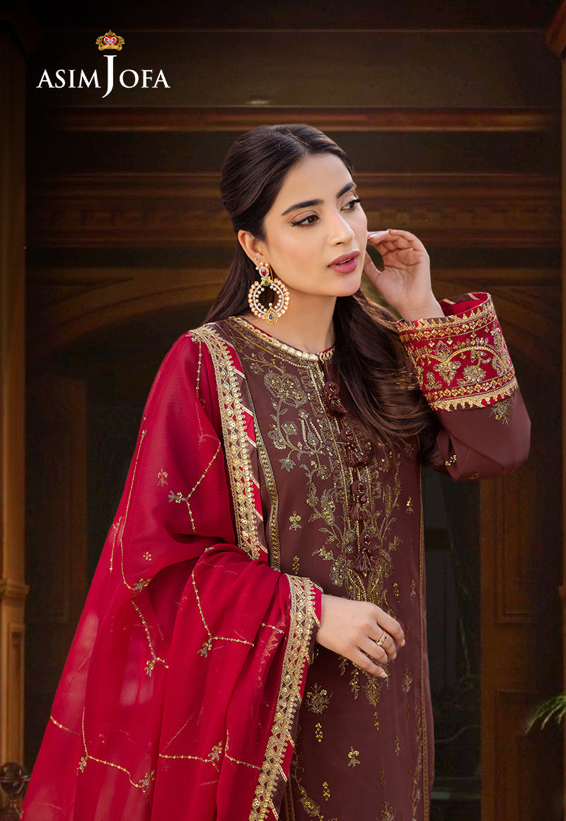 AJCF-27 EMBROIDERED BOSKI SILK 3 PCS