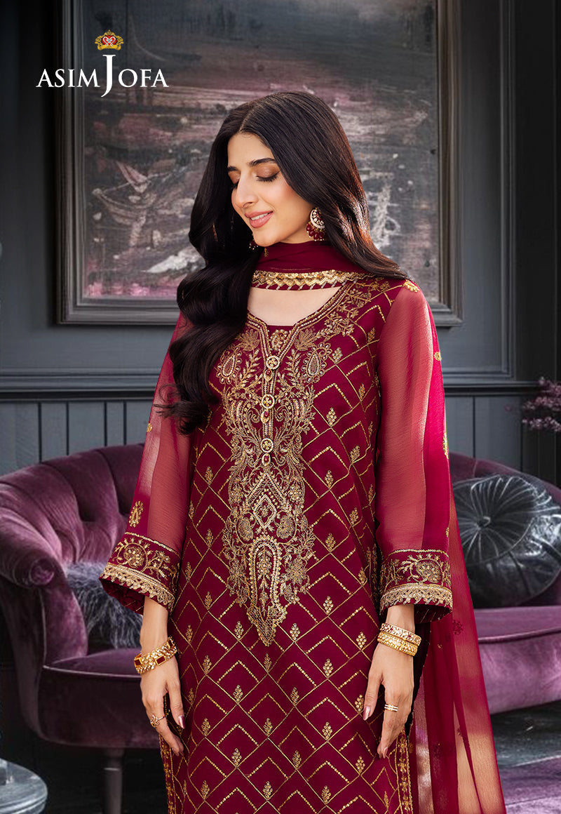 AJCFP-01 EMBROIDERED CHIFFON STITCHED 3 PCS