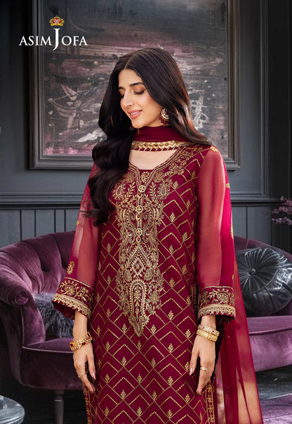 AJCFP-01 EMBROIDERED CHIFFON STITCHED 3 PCS