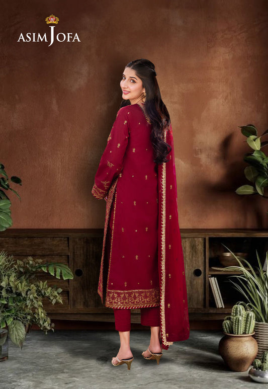 AJCF-28 EMBROIDERED BOSKI SILK 3 PCS