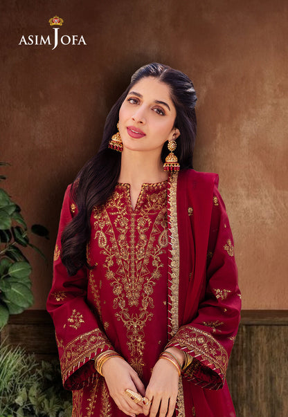 AJCF-28 EMBROIDERED BOSKI SILK 3 PCS