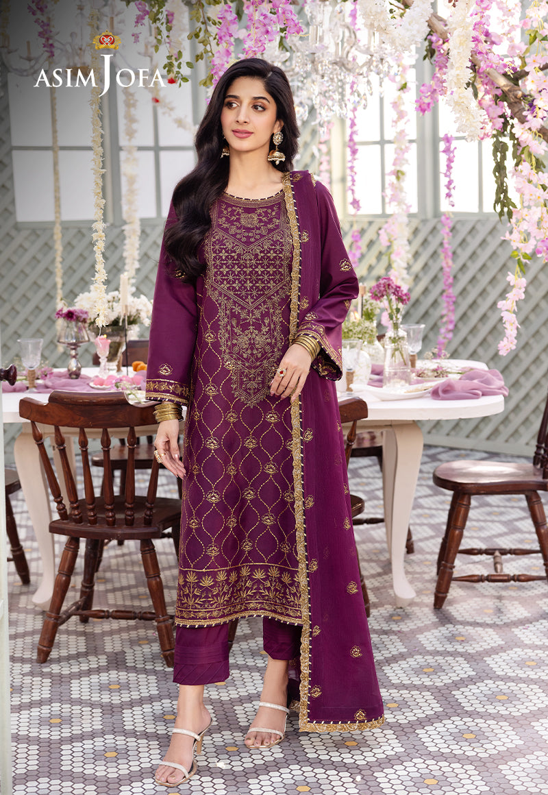 AJCFP-07 EMBROIDERED JUMBO SILK STITCHED 3 PCS