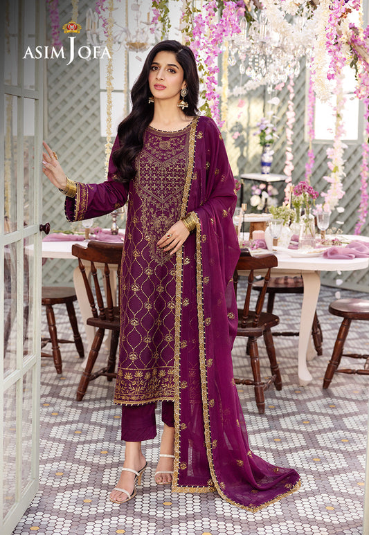 AJCFP-07 EMBROIDERED JUMBO SILK STITCHED 3 PCS
