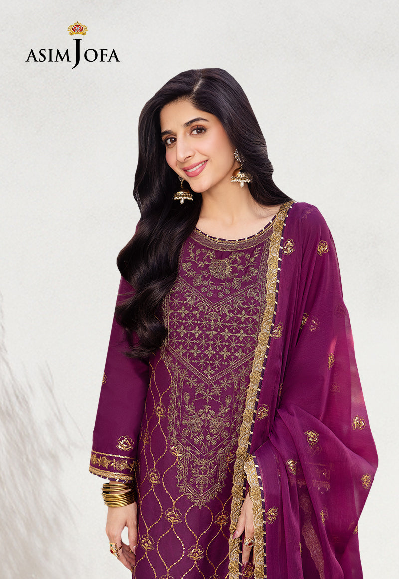 AJCF-07 EMBROIDERED JUMBO SILK 3 PCS