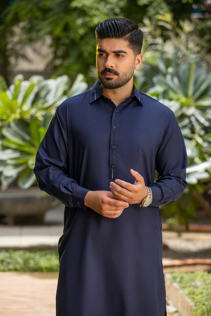 Latest Navy Blue Design Shalwar Kameez Pakistan