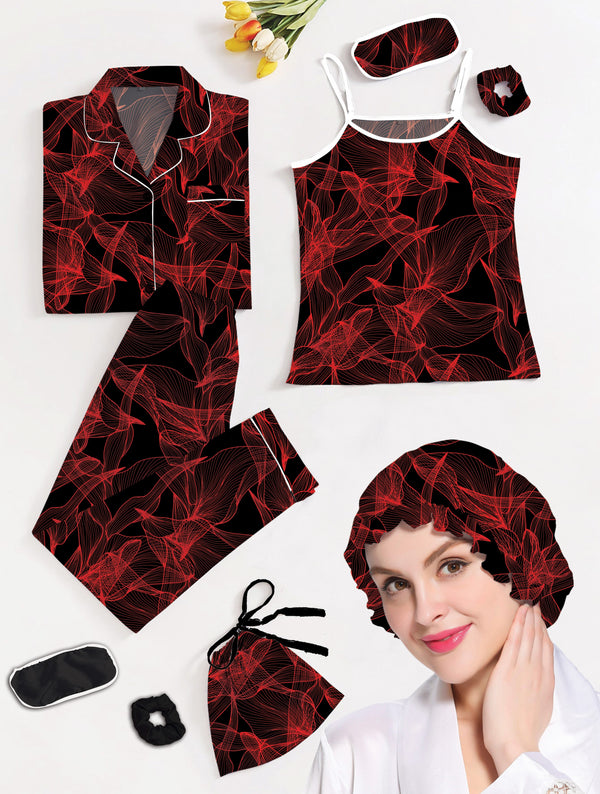 Eshaal Omani Pure Radiance â€“ Silky Nightwear 7-Piece Set