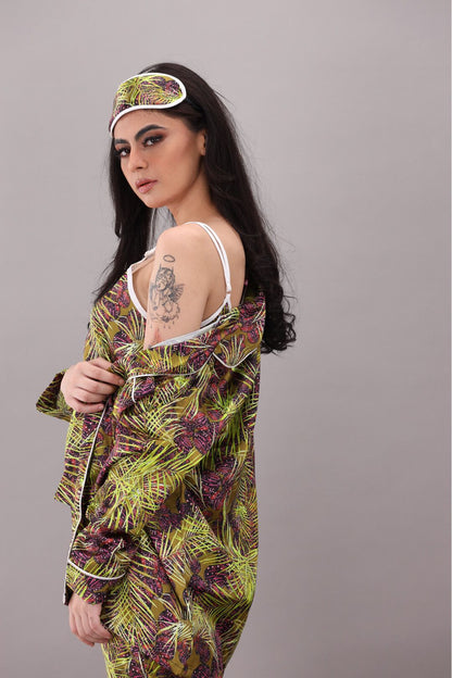 Eshaal Omani Enchanted Nightwear â€“ Cozy & Chic for Every Night Silky Finish Night Dress For Women and Girls 7 Piece Night Wear Women's Pajama Sets