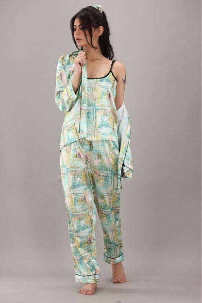 Eshaal Omani Twilight Comfort Nightwear â€“ Luxurious Fabric for Restful Sleep Silky Finish Night Dress For Women and Girls 7 Piece Night Wear Women's Pajama Sets