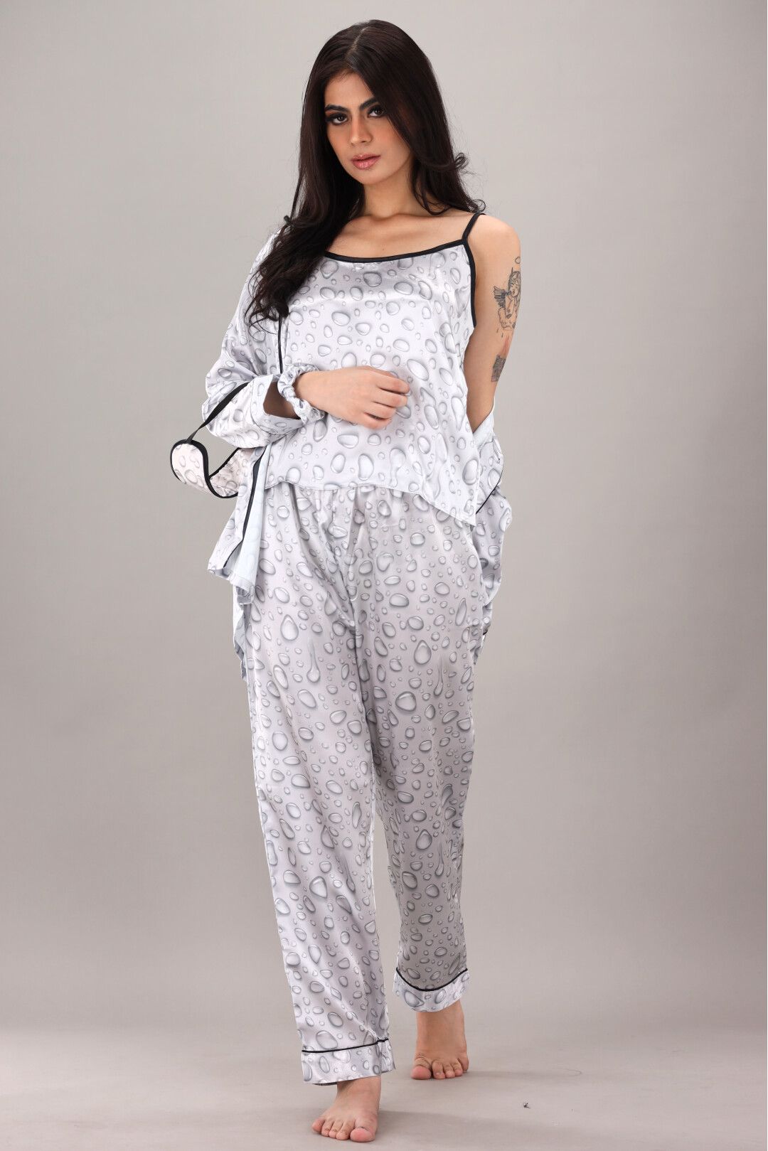 Eshaal Omani Serenity Nightwear â€“ Plush & Premium Sleepwear Silky Finish Night Dress For Women and Girls 7 Piece Night Wear Women's Pajama Sets