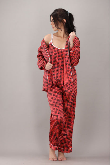Eshaal Omani Chic Nightwear Collection â€“ Perfect Blend of Comfort & Fashion Silky Finish Night Dress For Women and Girls 7 Piece Night Wear Women's Pajama Sets