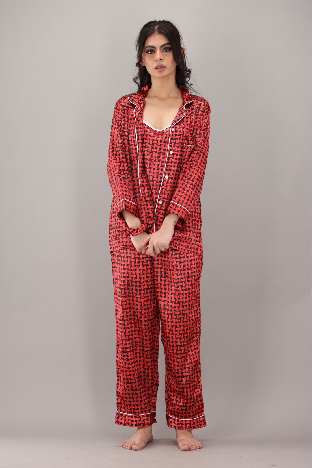 Eshaal Omani Chic Nightwear Collection â€“ Perfect Blend of Comfort & Fashion Silky Finish Night Dress For Women and Girls 7 Piece Night Wear Women's Pajama Sets