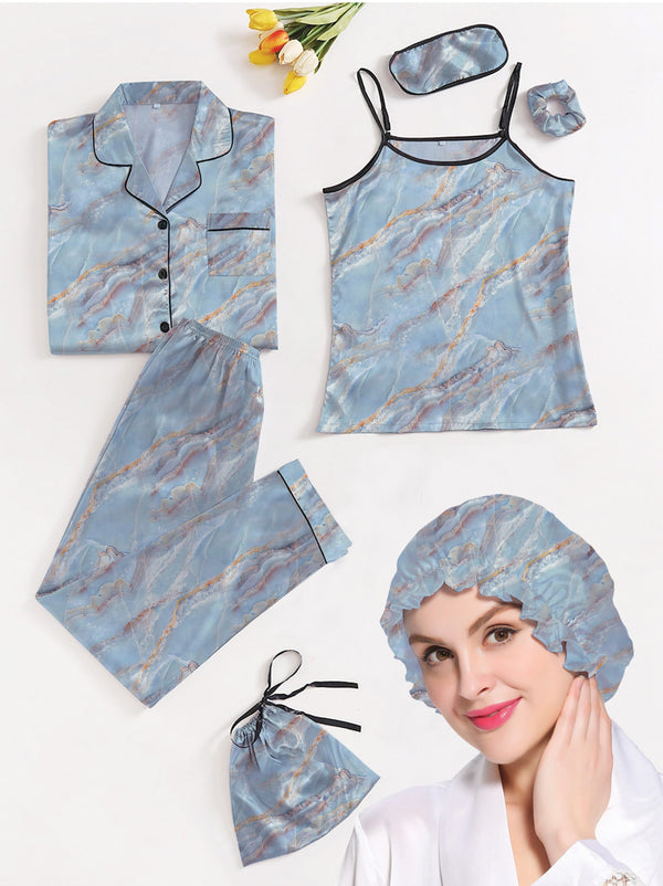 Eshaal Omani Luxe Whisper â€“ Silky Finish Pajama Set Collection Silky Finish Night Dress For Women and Girls 7 Piece Night Wear Women's Pajama Sets