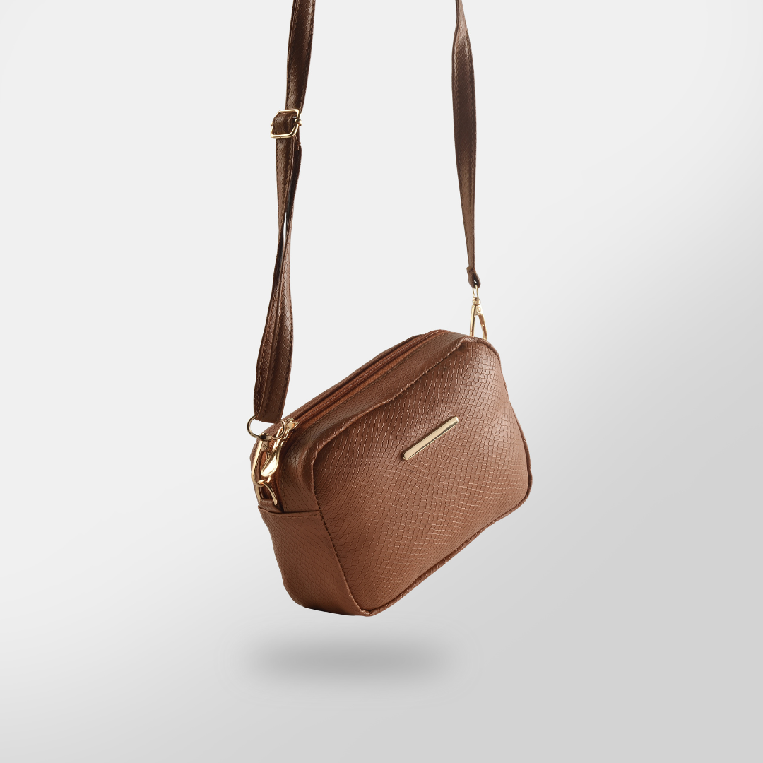 Buy Mini Snakeskin Square Bag - Brown in Pakistan