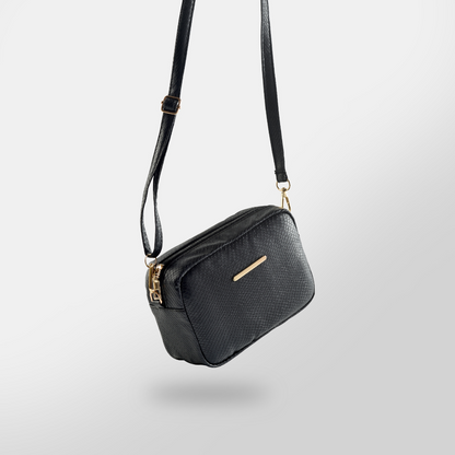 Mini Snakeskin Square Bag - Black