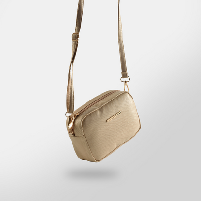 Mini Snakeskin Square Bag - Beige