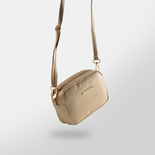 Mini Snakeskin Square Bag - Beige