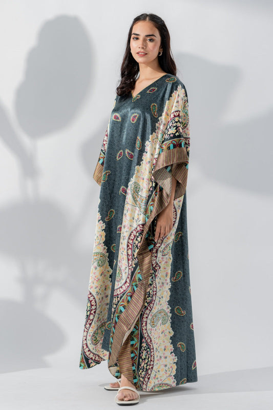 Studio By Arj women Gry print Silky Satin caftan lounge wear / nightwear
