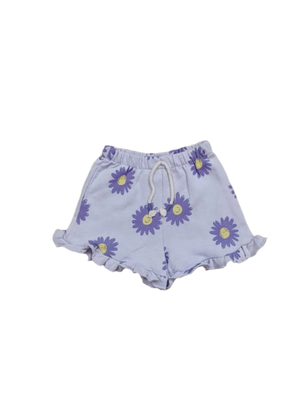 Light Purple Flowers Printed Shorts for Girls