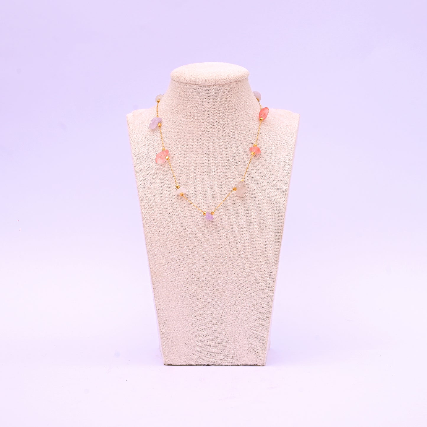 Uncut Beauty Necklace Fluorite (Pink, White and Green)