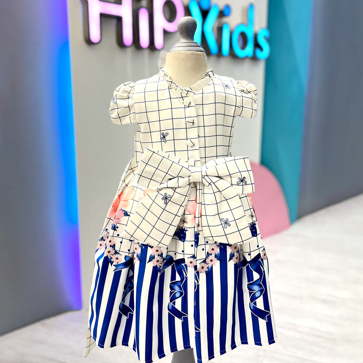 Girl Digital Printed Frock Bow print with Headband