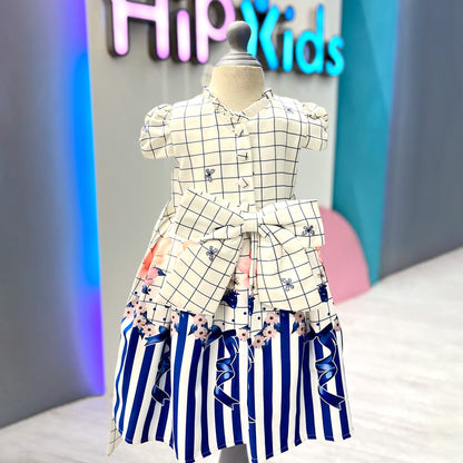 Girl Digital Printed Frock Bow print with Headband