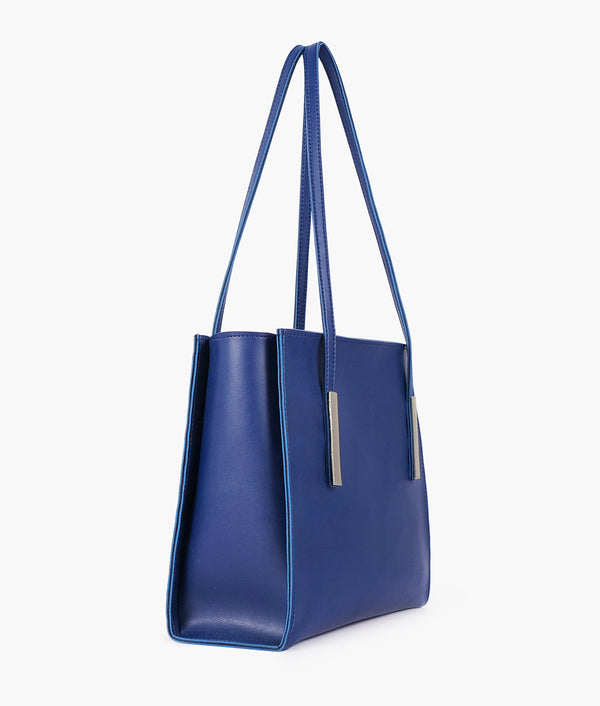 RTW Creation - Blue zipper shoulder bag with long handle