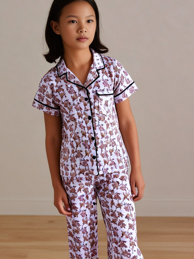 Kids klub cozy sleepwear breathable & light weight pajama set-floral