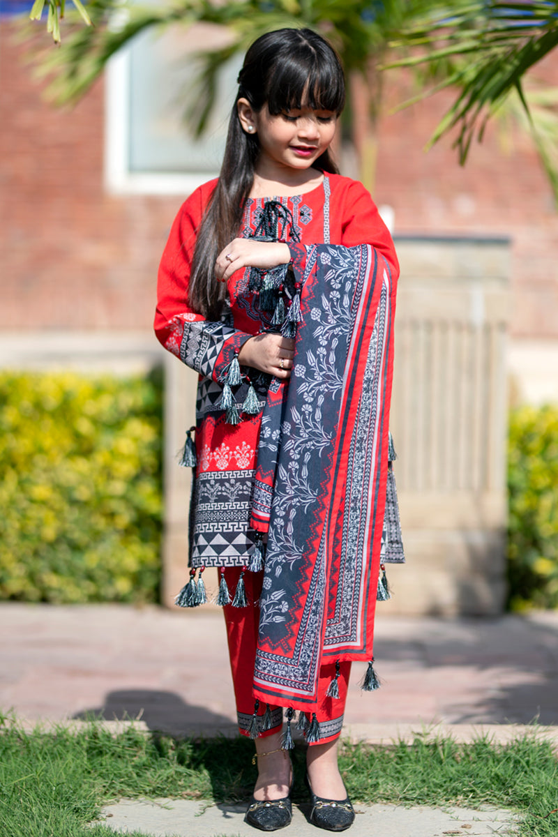 Girls Digital Printed Khaddar 3 Piece