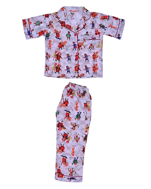 KIDS KLUB SLEEPWEAR BREATHABLE AND LIGHT WEIGHT PAJAMA SET-cream