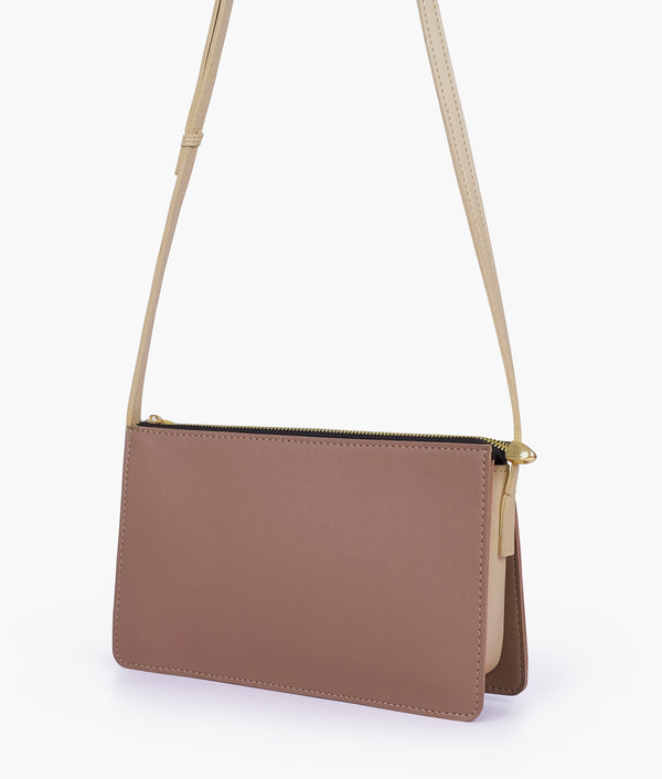 RTW Creation - Brown and off-white flat purse