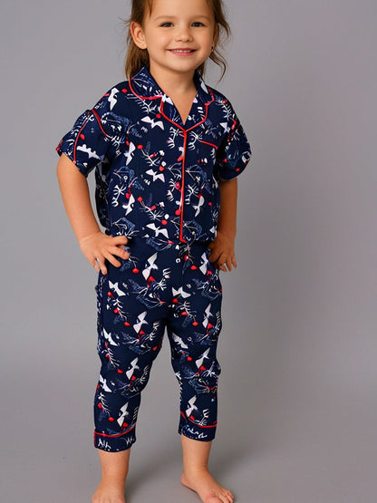 Kids klub cozy sleepwear breathable & light weight pajama set-navy; animal