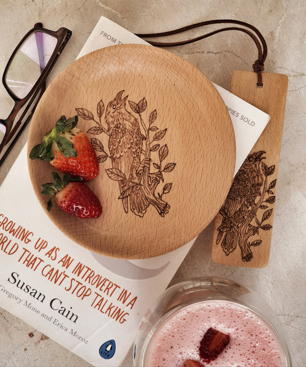 Wooden Trinket Crow Plate