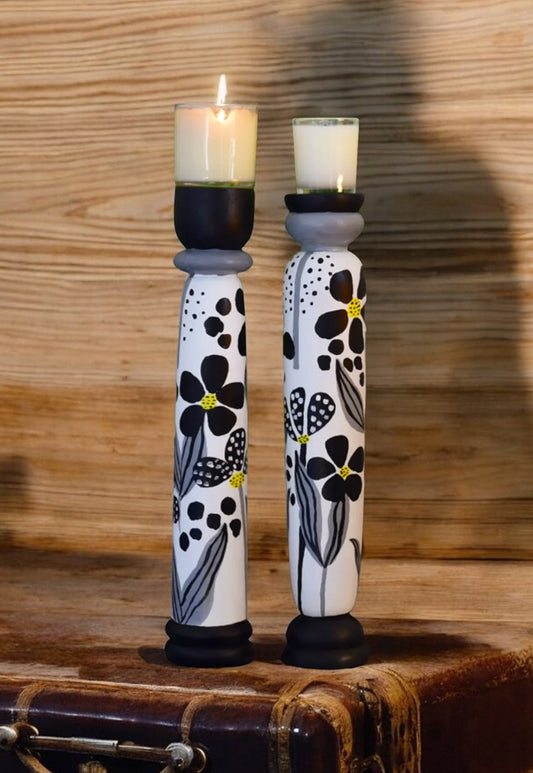 Floral Candle stands pair